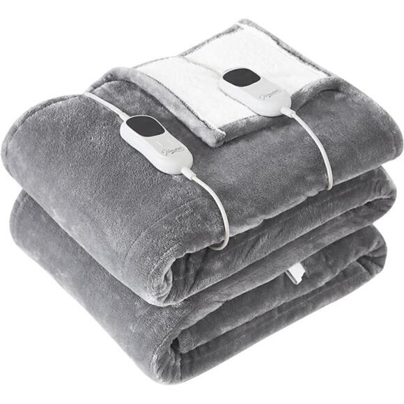 Heated Blanket Electric Throw - 84"x90" 1/2/4/6/8 Hours Auto-off 10 Heat Level - Picture 1 of 6